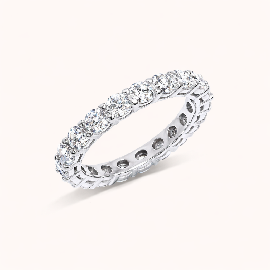 3 mm Eternity band | Sterling Silver | Moissanite Gemstones
