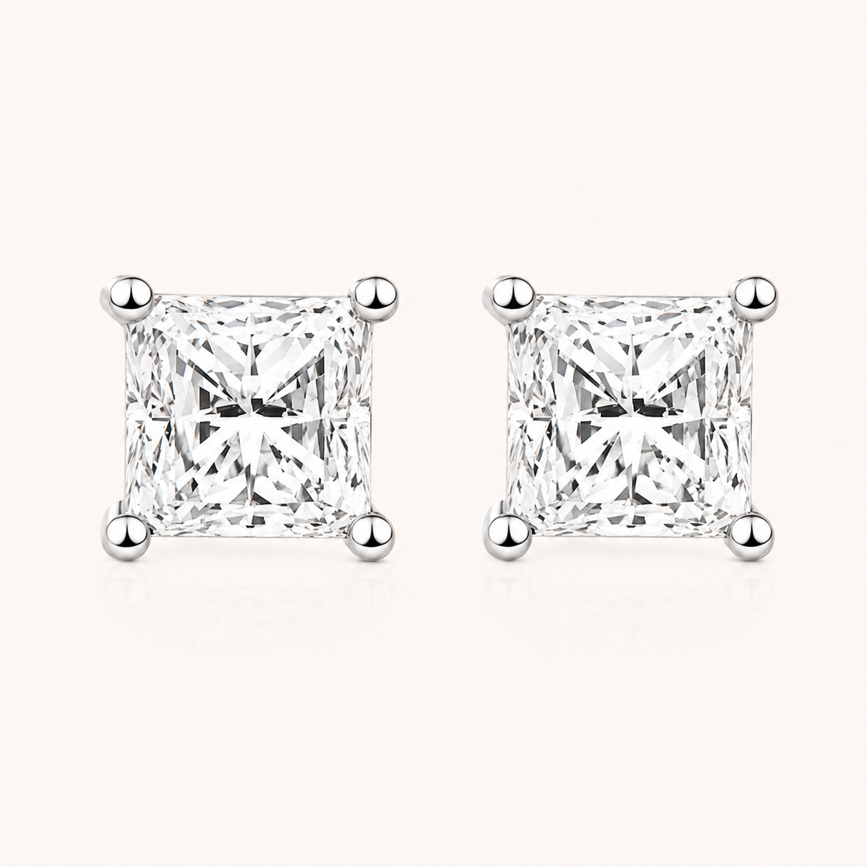 Princess Cut Stud Earrings