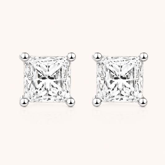 Princess Cut Stud Earrings