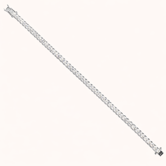 Tennis Bracelet, Sterling Silver, 18K White Gold Plated